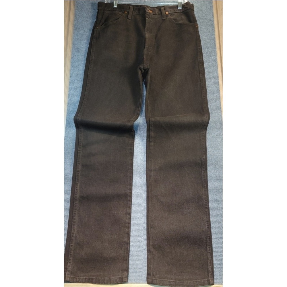 Wrangler Jeans Men 33x34 Brown Good Cowboy Cut Slim Fit 936KCL Straight Leg